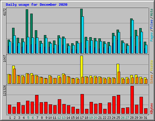 Daily usage for December 2020