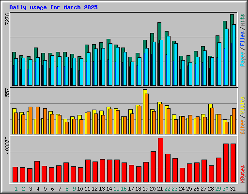Daily usage for March 2025